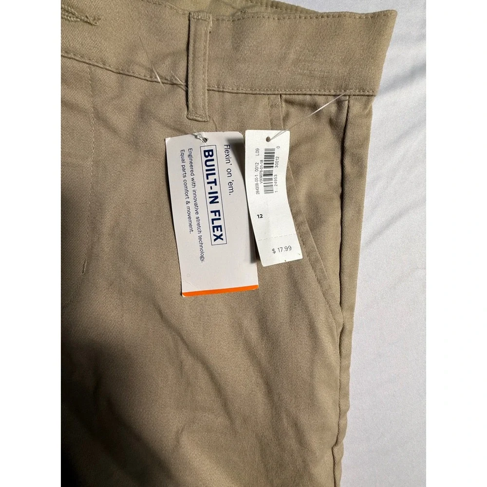 Old Navy Boys Khaki Chino Shorts Built-In Flex Adjustable Waist Size 12 NWT-2259